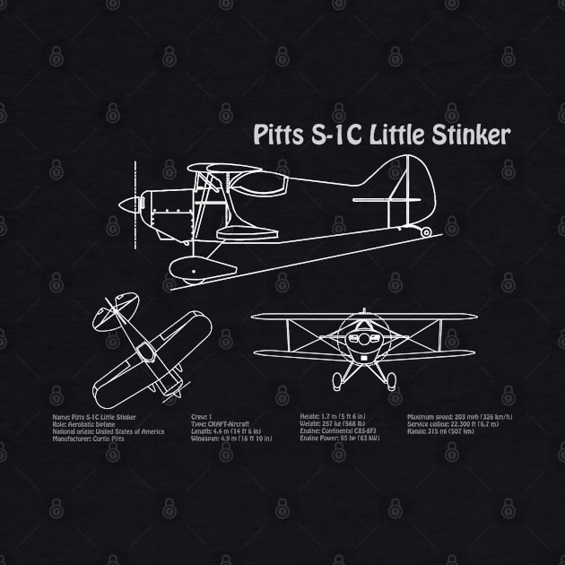 Betty Skelton Pitts S-1C Little Stinker Blueprint - PDpng by SPJE Illustration Photography